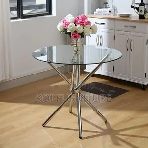 Home Tables; Round Glass Top Coffee Dining Table