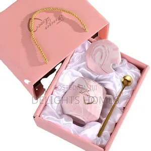 Customized Lovers Mug Marble Cup With Lid And Spoon_tr