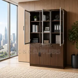 3-Door's Brown Wood Storage Cabinet