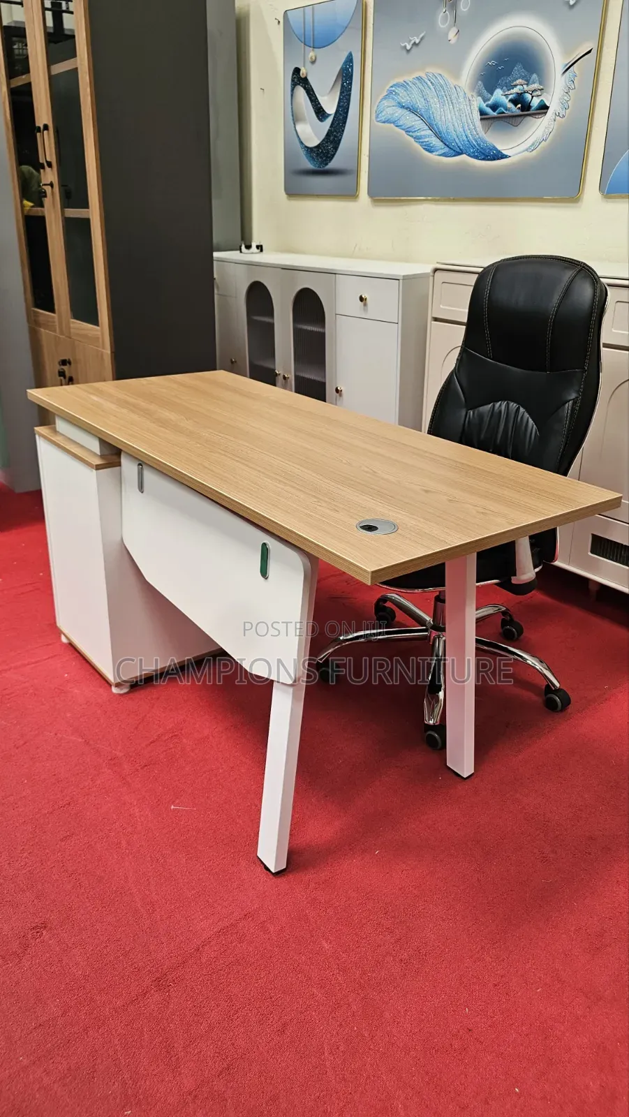 1.4m White Brown Desk