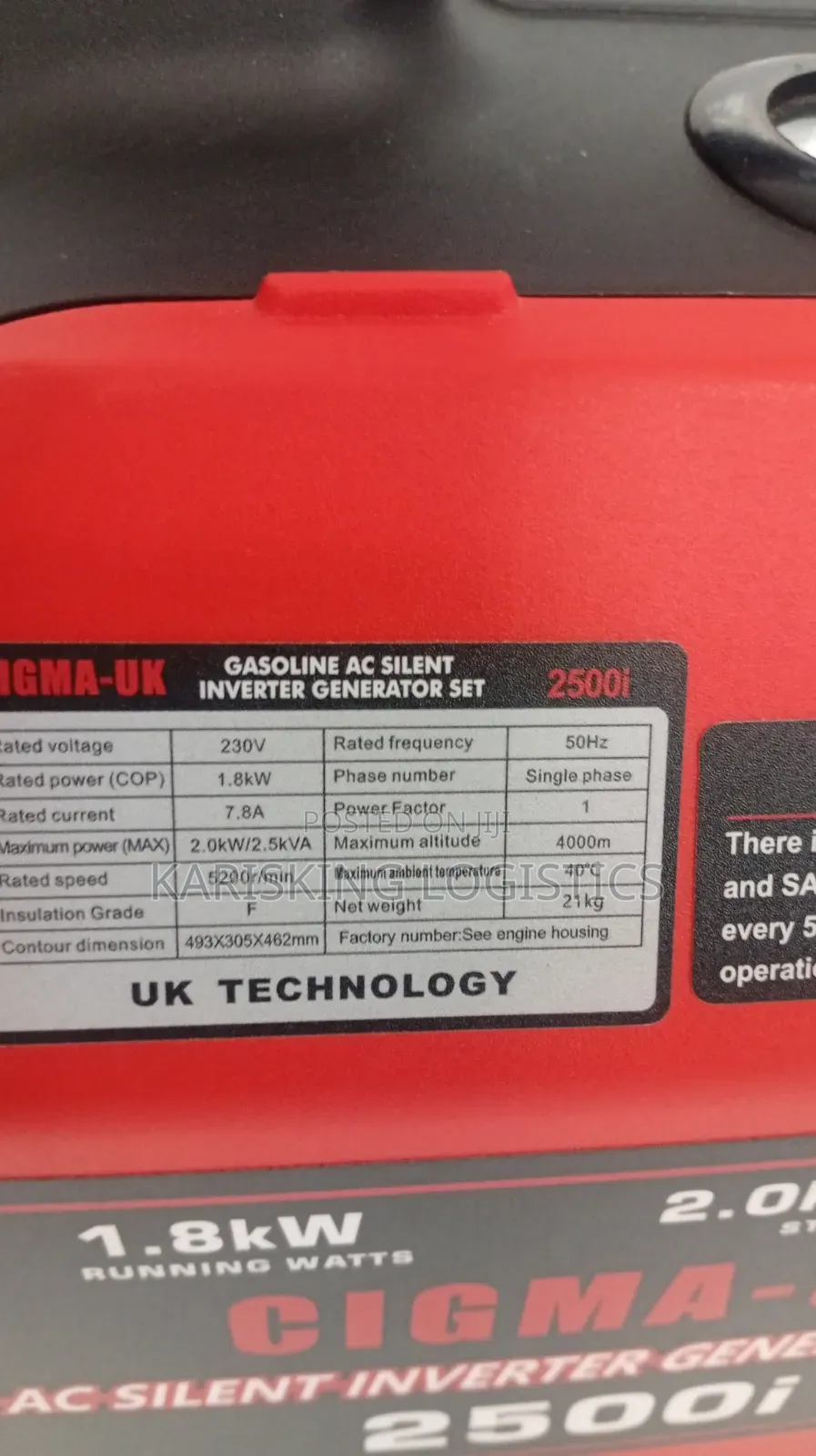 Cigma Uk 2500i Gasoline Generator Silent Inverter