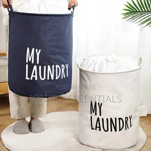 Foldable Canvas Laundry Basket Organizer With Drawstring