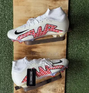 White and Red "Air" Nike Mercurial Soccer Cleats