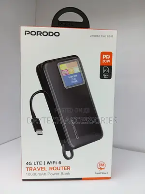 Porodo 4g Lte | Wifi 6 Pocket Router With 10000mah Power Bank | Pb087