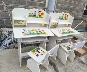 White Kids Desk - Sturdy Wooden Table for Home Use Study