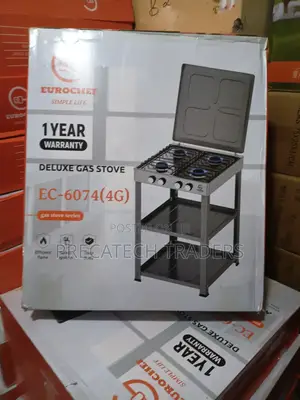 Eurochef Deluxe 4 Burner Gas Stove – Heavy Duty With Shelves