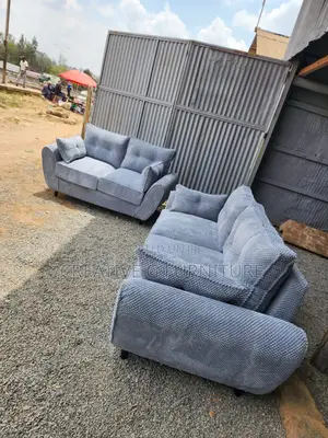 Elegant 5‐Seater Grey Bubble Fabric Sofa Set (3+2)