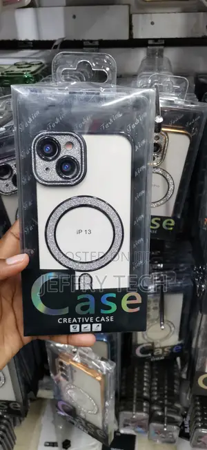 iPhone 13 Protective Case With a Shimmering Silver /Glitter Finish