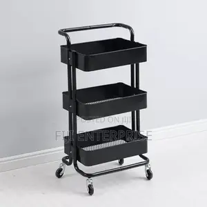 3-Layer Metallic Rolling Storage Trolley Rack
