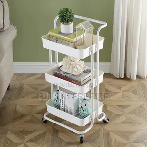 3-Layer Metallic Rolling Storage Trolley Rack