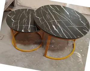 Nesting Black Coffee Table Marble Effect ( Mdf)