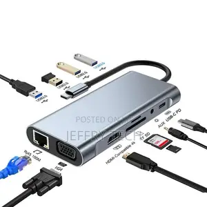 11-in-1 Usb-C Docking Station: Hdmi Vga Dual Display, Rj45 Ethernet,