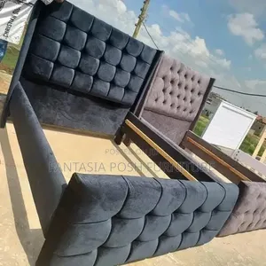 Grey Velvet 5 by 6 Bed