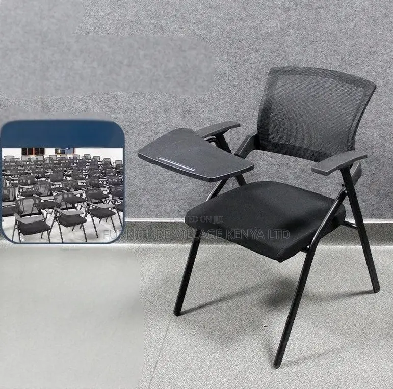 Black Visitor Training Chair With Writing Board