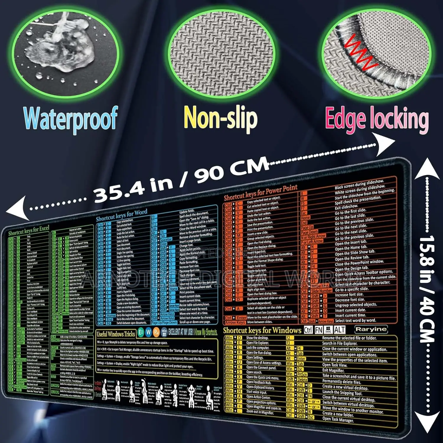 Excel Sheet Shortcut Guide Extended Mouse Pad