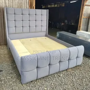 Light Grey Modern Upholstered Bed