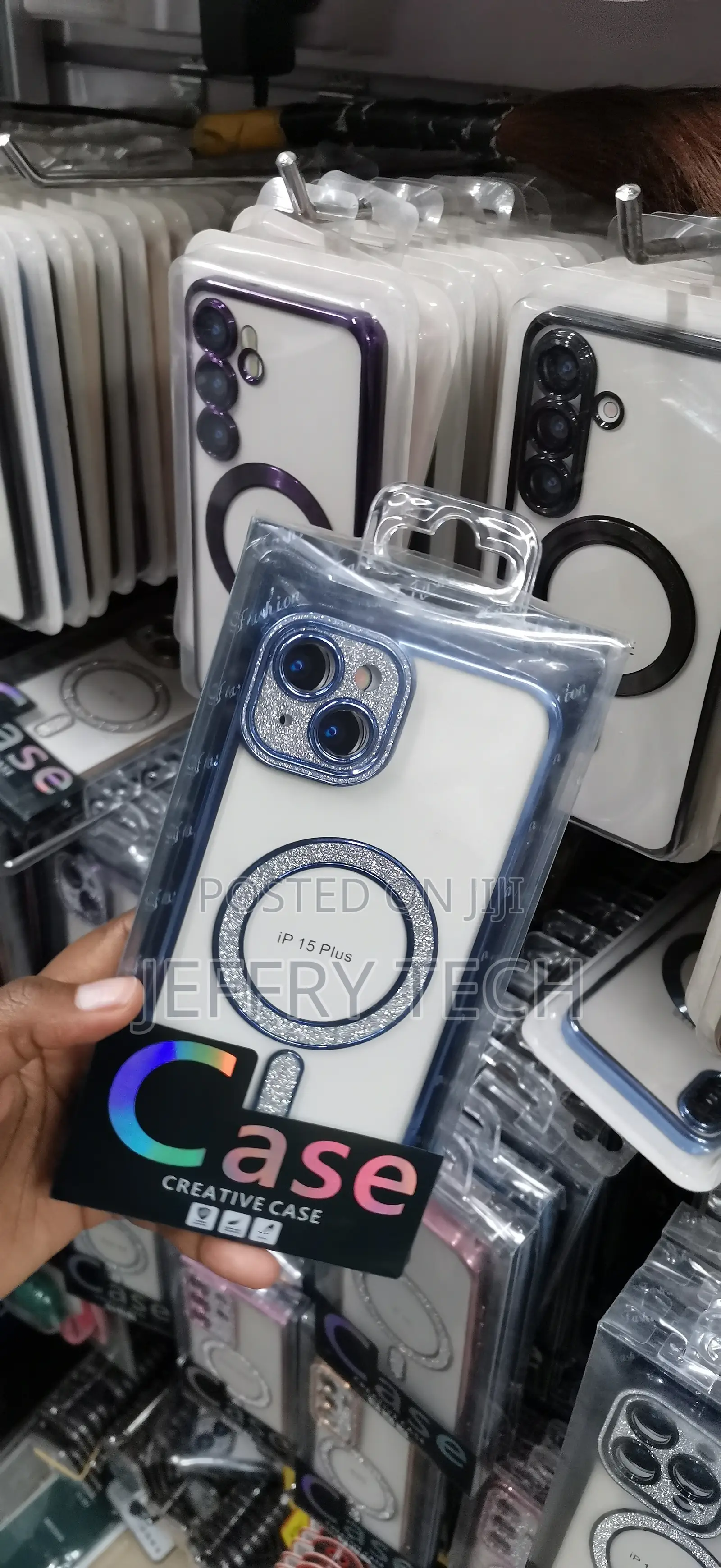 iPhone 15 Plussparkling Metallic Blue Border Case