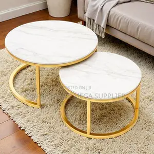 High-End Marble Nesting Coffee Table Set Pair for Modern Living Room