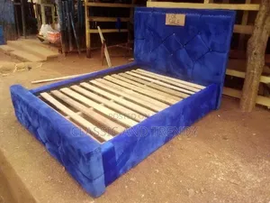 5x6 Royal Blue Upholstered Bed