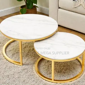 Marble Top Surface Coffee Tables With Gold Base Contemporary Furniture