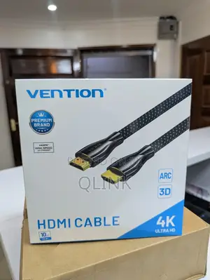 Vention Cotton Braided Hdmi Male to Male Cable 10m Black Zinc Type