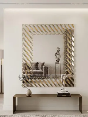 *Linear Design Decorative Wall Mirror – Gold Silver Finish*