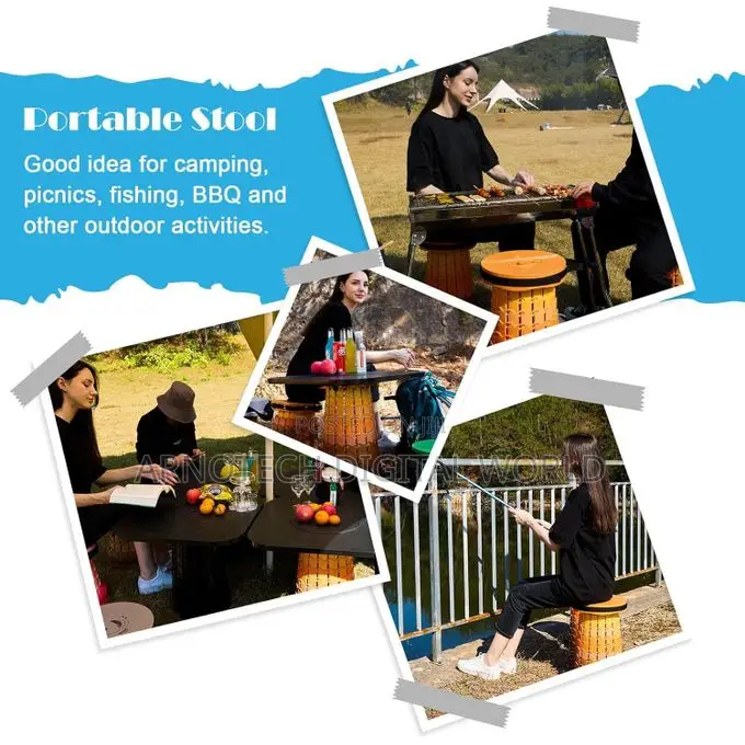 Portable Folding Stool Adjustable Height,Collapsible Pp Plastic Seat