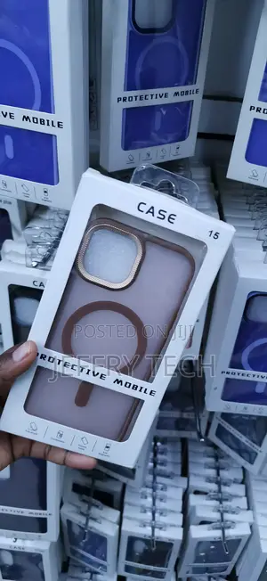 iPhone 15 Metallic-Colored Brown Border Case