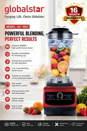 Globalstar Heavy Commercial 2in1 Blender and Grinder 5l Jar