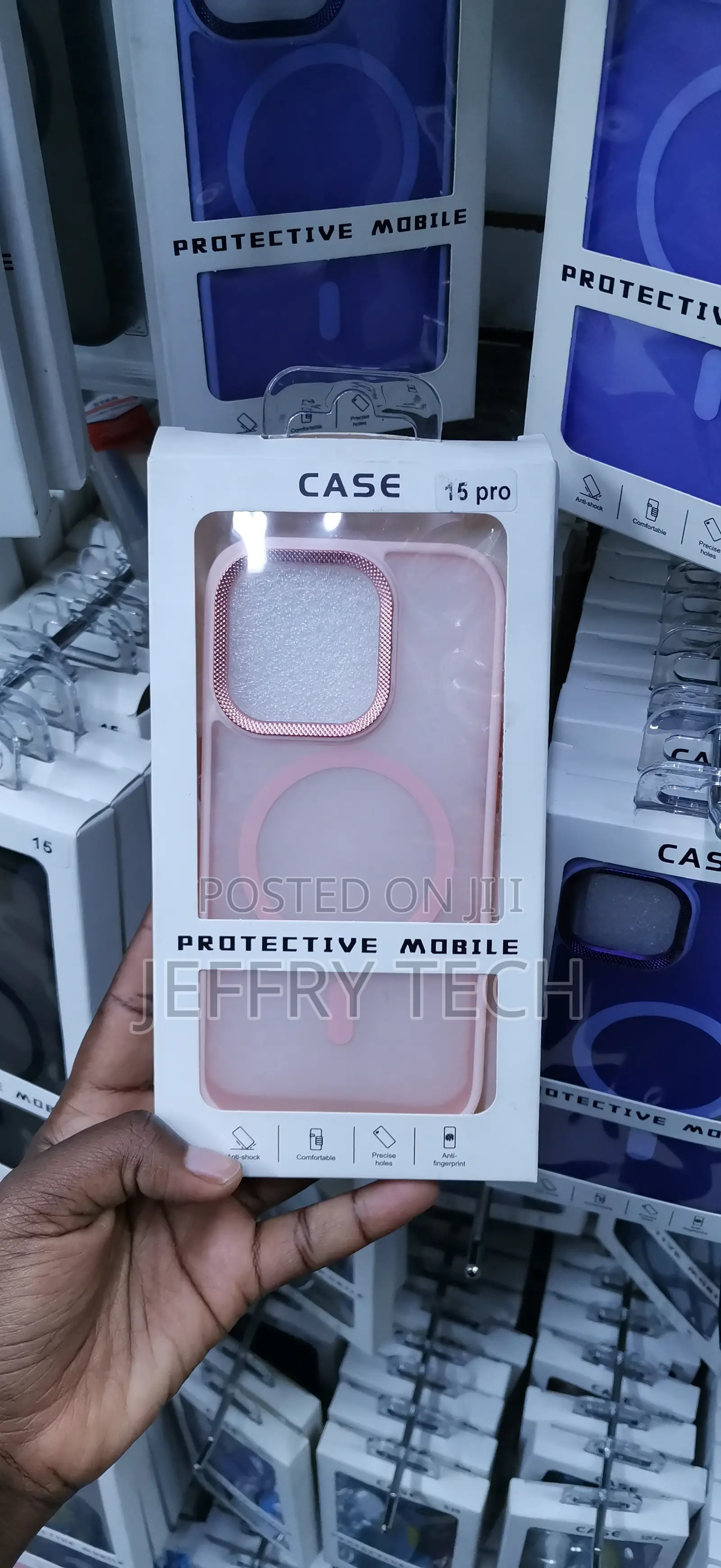 iPhone 15 Pro Pink Semi-Translucent Protective Mobile Case