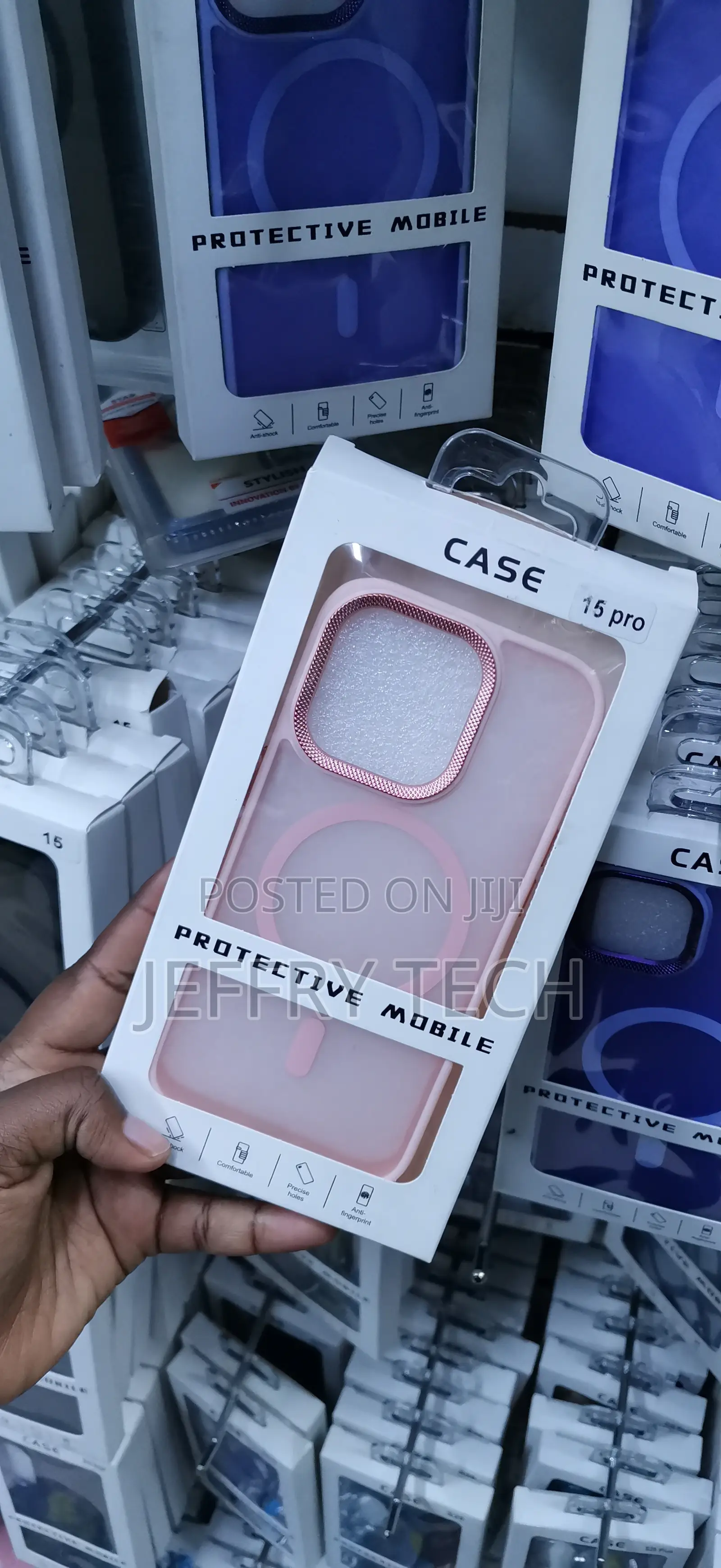 iPhone 15 Pro Pink Semi-Translucent Protective Mobile Case