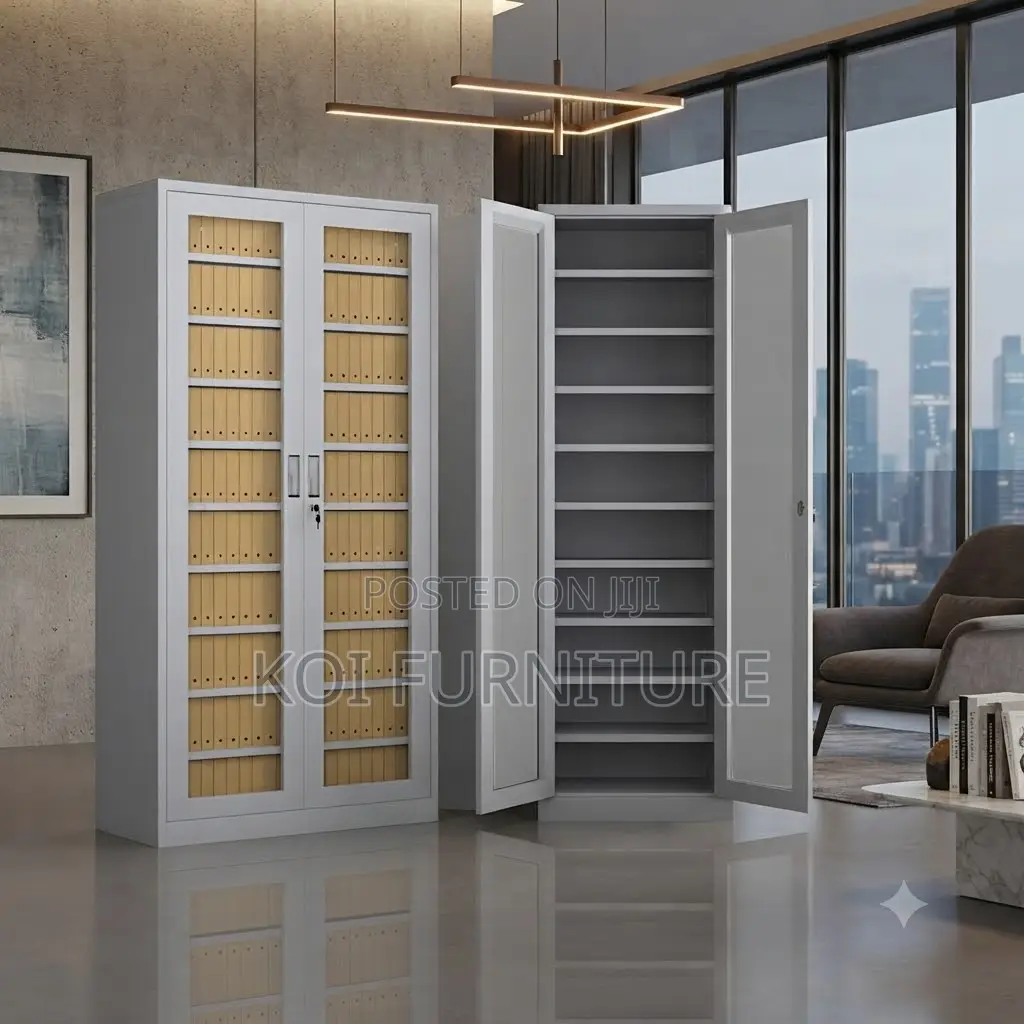 Office Cabinet; Heavy-Duty Steel Office Bookcase With Multi-Tier