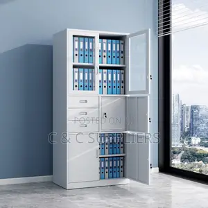 2-Swing Door Display Cabinet With Safe