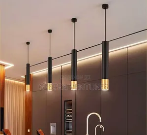 Modern Led Aluminium Black Golden Cylinder Pendant Hanging Light