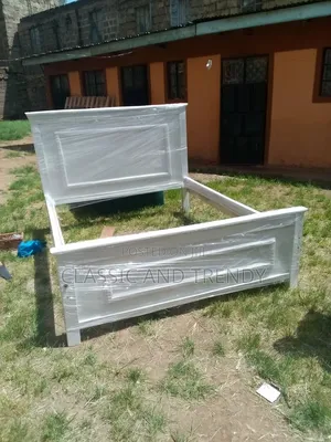 5x6 White Elegant Bed With a Raised Panel Headboard
