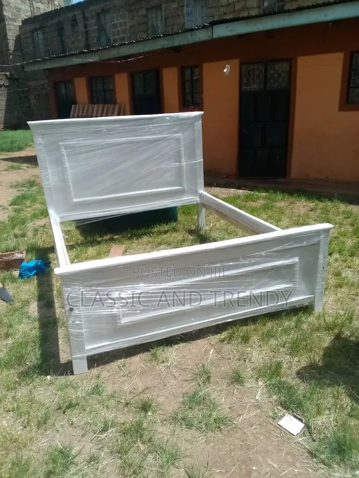 5x6 White Elegant Bed With a Raised Panel Headboard
