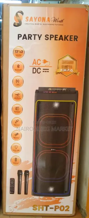 Sayona Party Speaker 12000 Watts Output Power-100wtts 2microphone