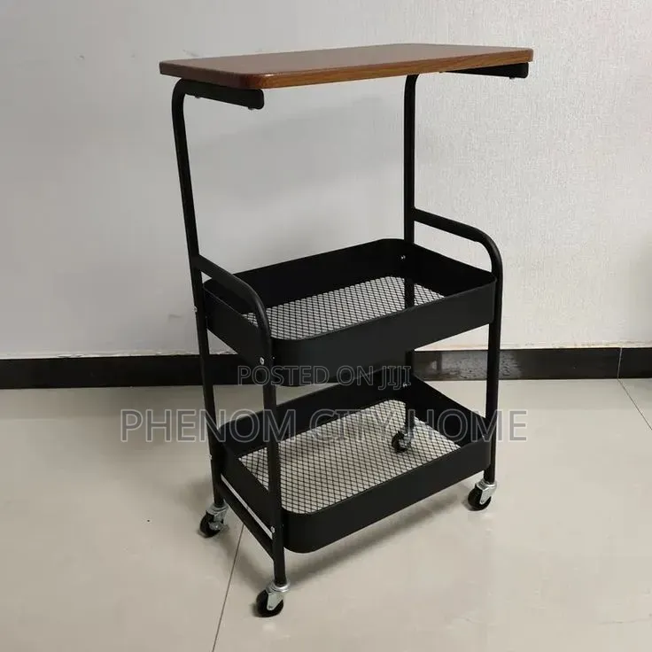 Wooden Top Storage Organizer Cart
