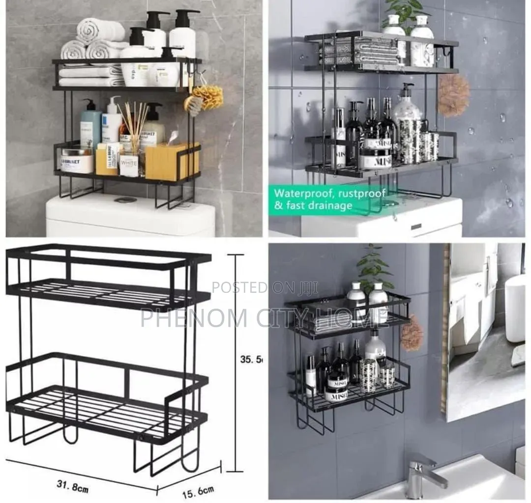 Toilet Top Metallic 2 Layer Storage Shelf