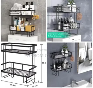 Toilet Top Metallic 2 Layer Storage Shelf