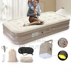 Single-High Inflatable Air Mattress Bed With Inbuilt Pump 2 Pillows