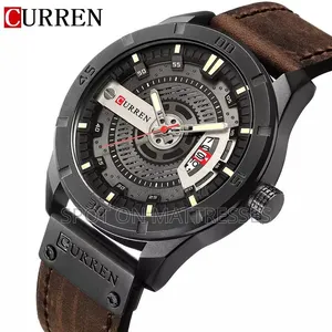 Current Gents Watch 8301. Auto Date. Shock Resistant. Genuine Leather.
