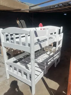 Sturdy White Wooden Double-Decker
