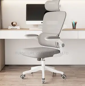 Grey Office Mesh Chair With Adjustable Headrest