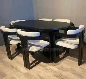 Dining Set: Retro French Wooden Dining Set for 6