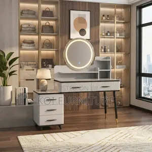 Dressers; Modern Advanced Brown-White Vanity Table Set