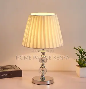 Bedside Lamp: White Linen Pleated Decorative Lampshade