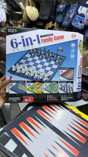 6 in 1 Board Games Chess,Checkers,Backgammon,Ludo,Snake Ladder