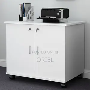 Office Credenza : 2-Door White Wooden Credenza