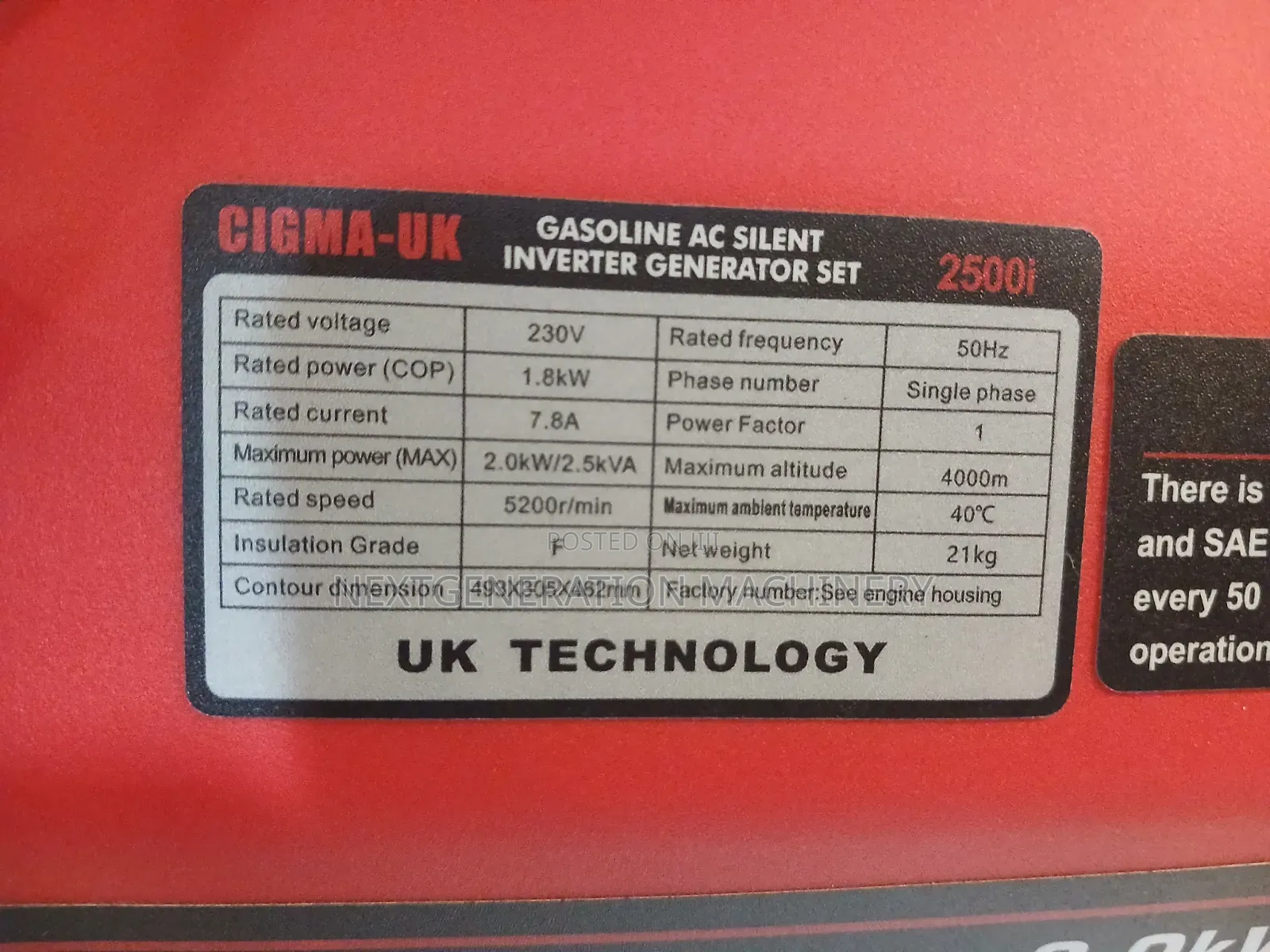 Cigma Uk 2500i Silent Generator